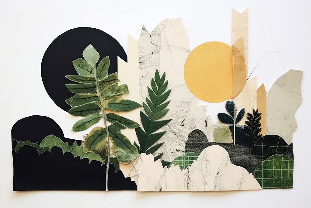 Plant collage art painting.