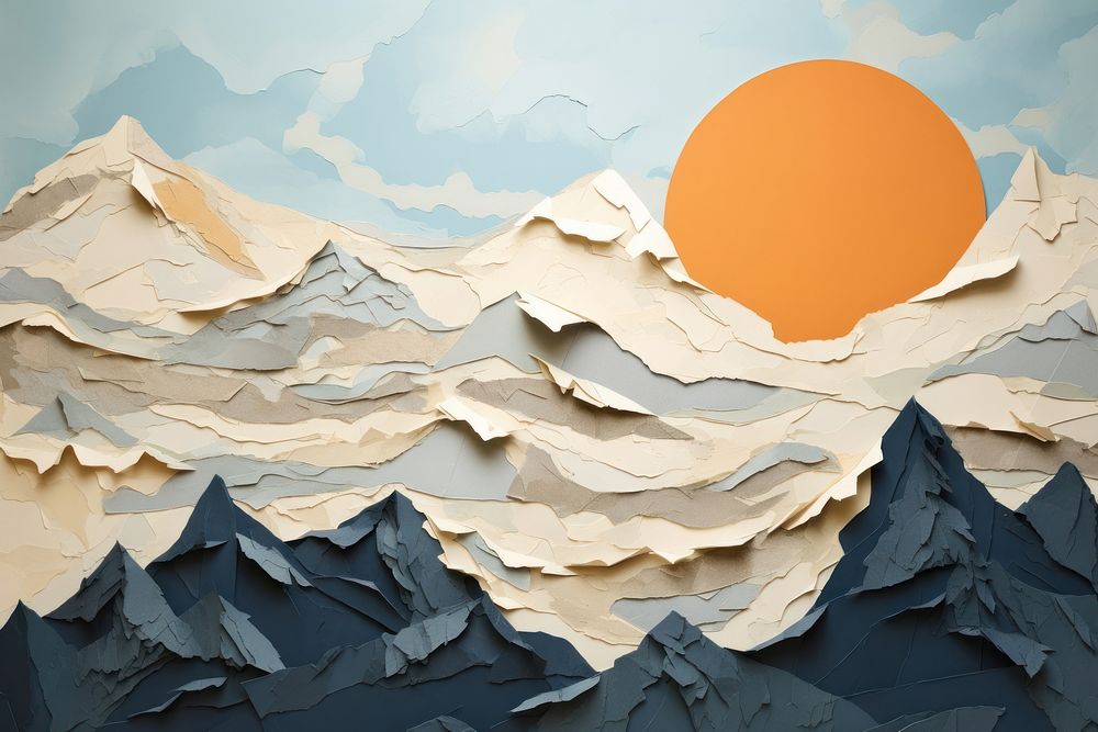 Mountain sky art painting.