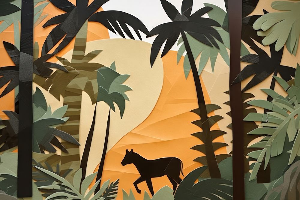 Jungle animal art silhouette.