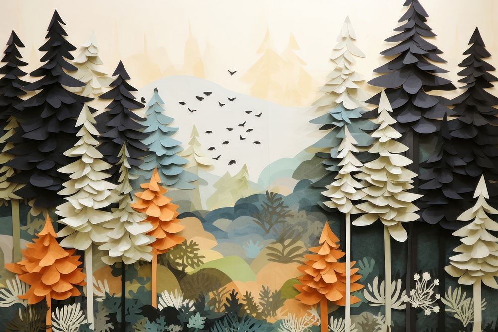 Wildlife painting forest paper.