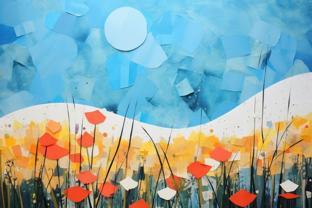 Meadow field flower painting outdoors.