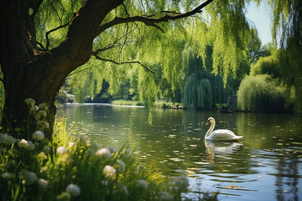 Park willow swan tree.