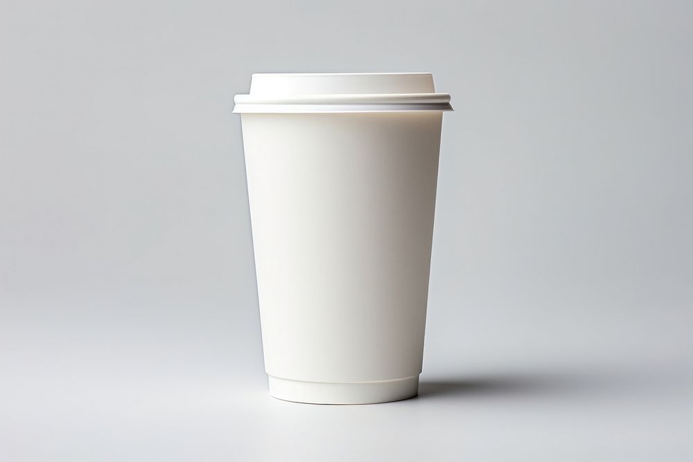 Coffee paper cup drink mug white background.