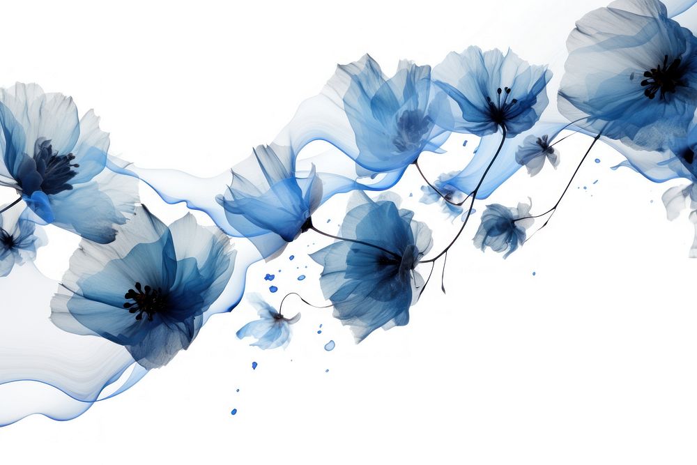  Ink blue flowers pattern nature petal. AI generated Image by rawpixel.