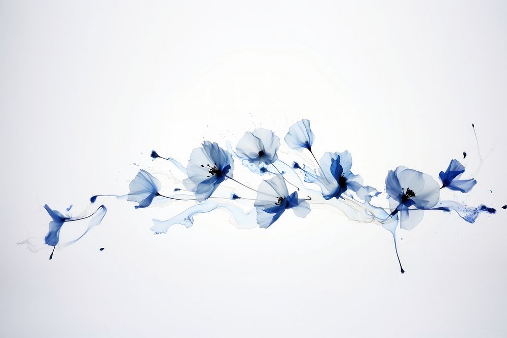  Ink blue flowers pattern nature petal. AI generated Image by rawpixel.