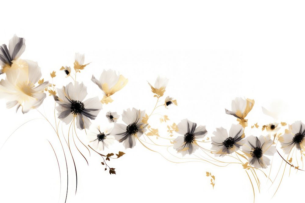  Ink gold flowers pattern petal plant. AI generated Image by rawpixel.