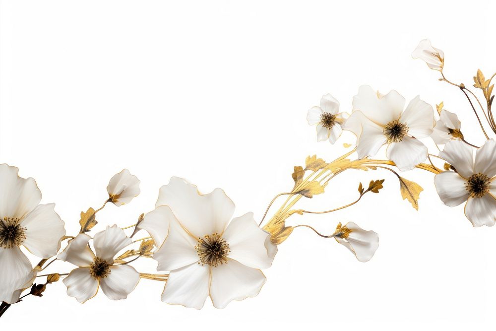  Ink gold flowers blossom plant petal. AI generated Image by rawpixel.