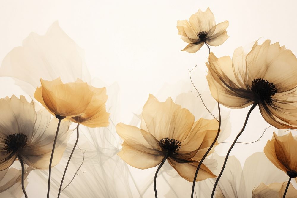  Ink gold flowers backgrounds petal plant. AI generated Image by rawpixel.