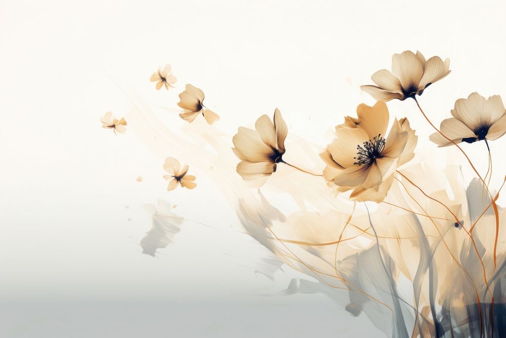  Ink gold flowers petal plant inflorescence. AI generated Image by rawpixel.