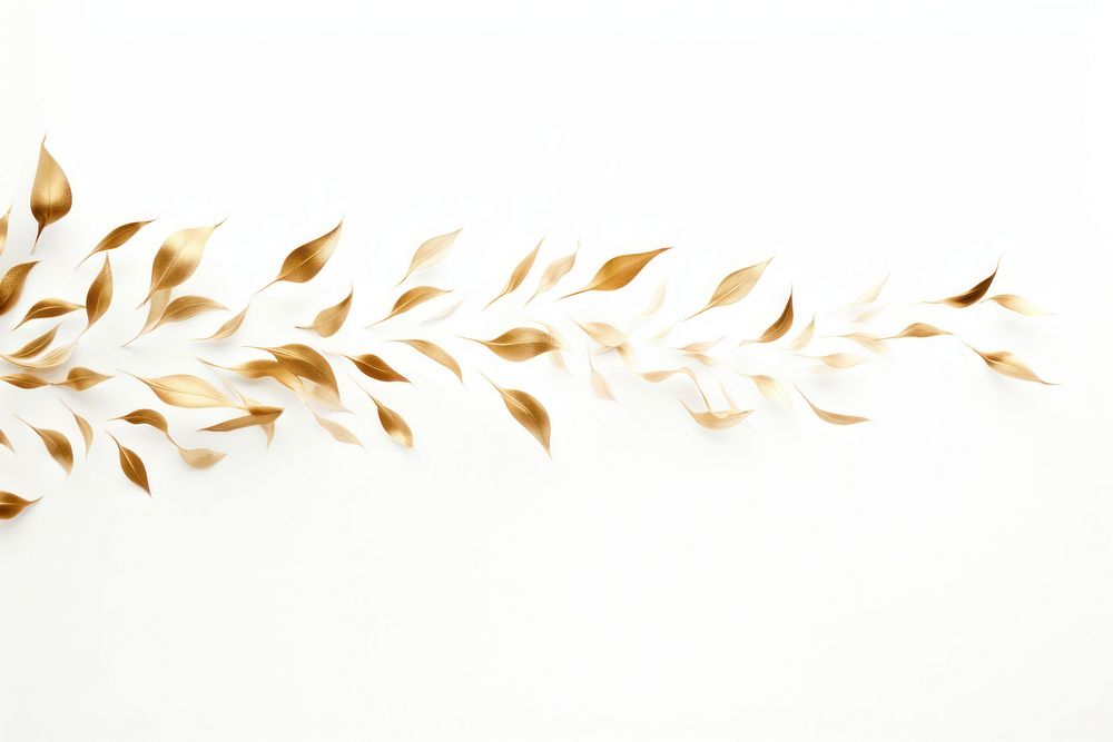  Ink gold leaves pattern plant white. AI generated Image by rawpixel.