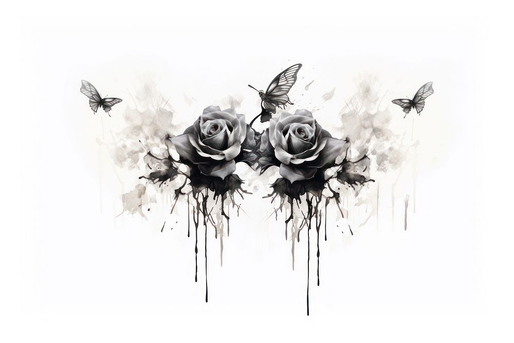  Ink roses drawing flower sketch. AI generated Image by rawpixel.