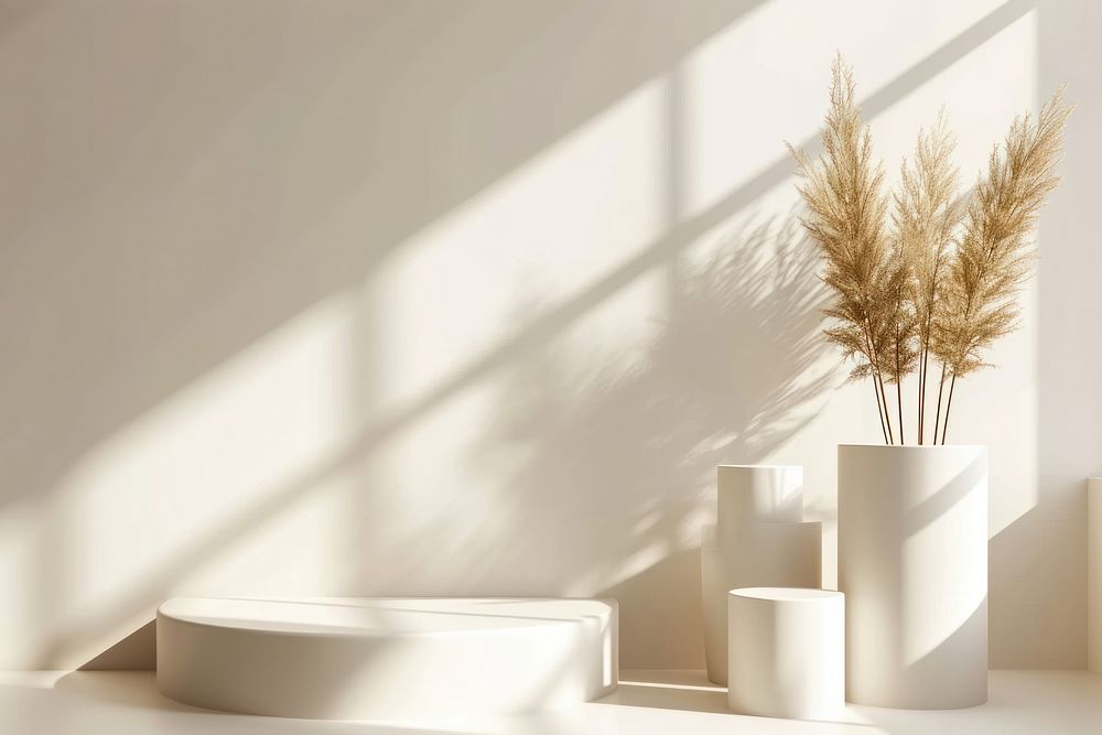 Simple 3d render background plant vase architecture.