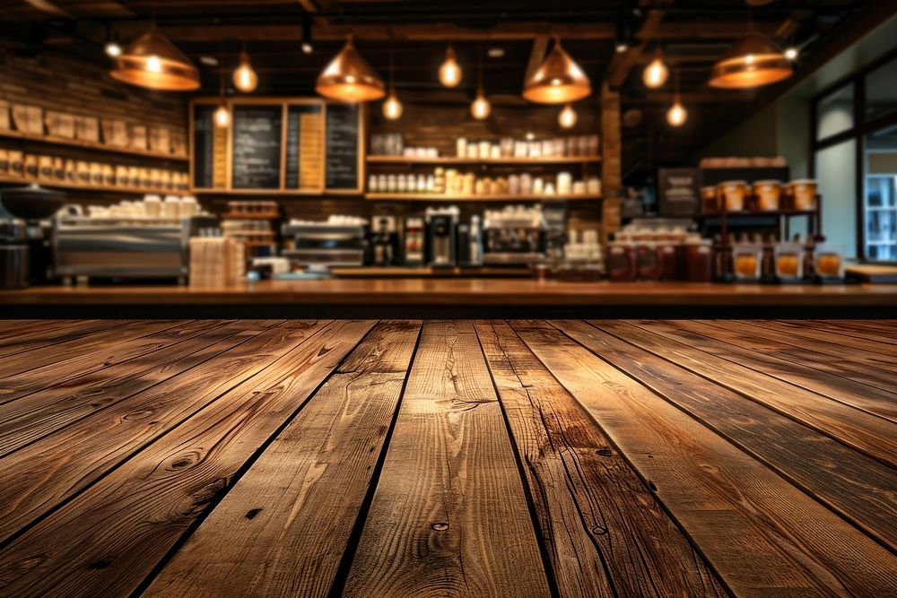 Cafe background hardwood floor bar.