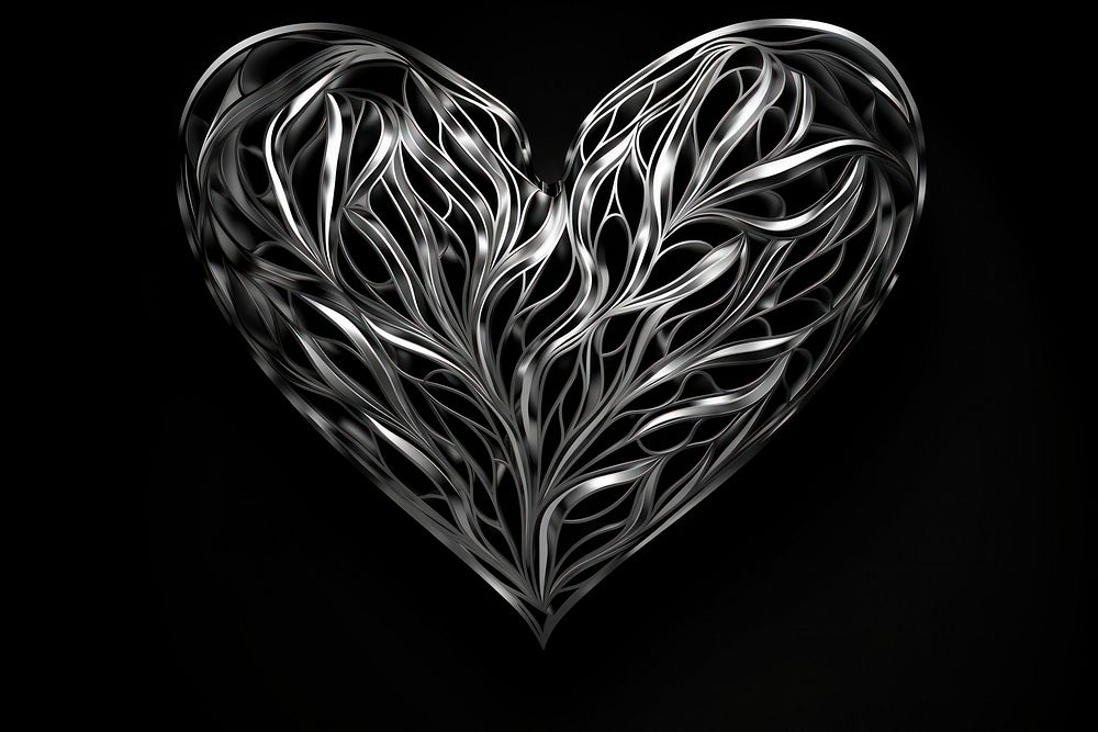 Heart pattern silver black. AI generated Image by rawpixel.