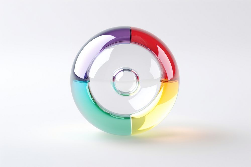 Colored glass ball white background technology diagram.
