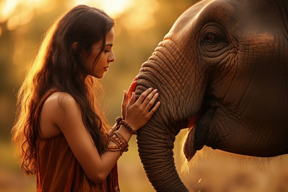 Thai women elephant wildlife portrait. AI generated Image by rawpixel.