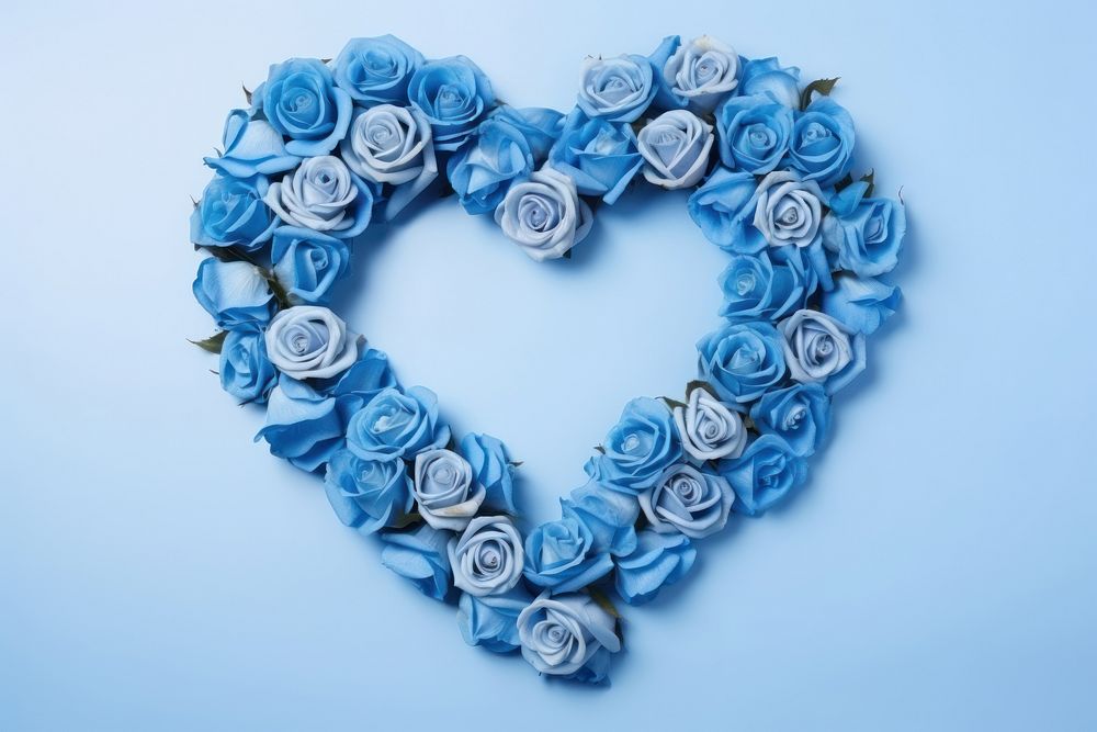 Floral frame blue rose flower nature shape.