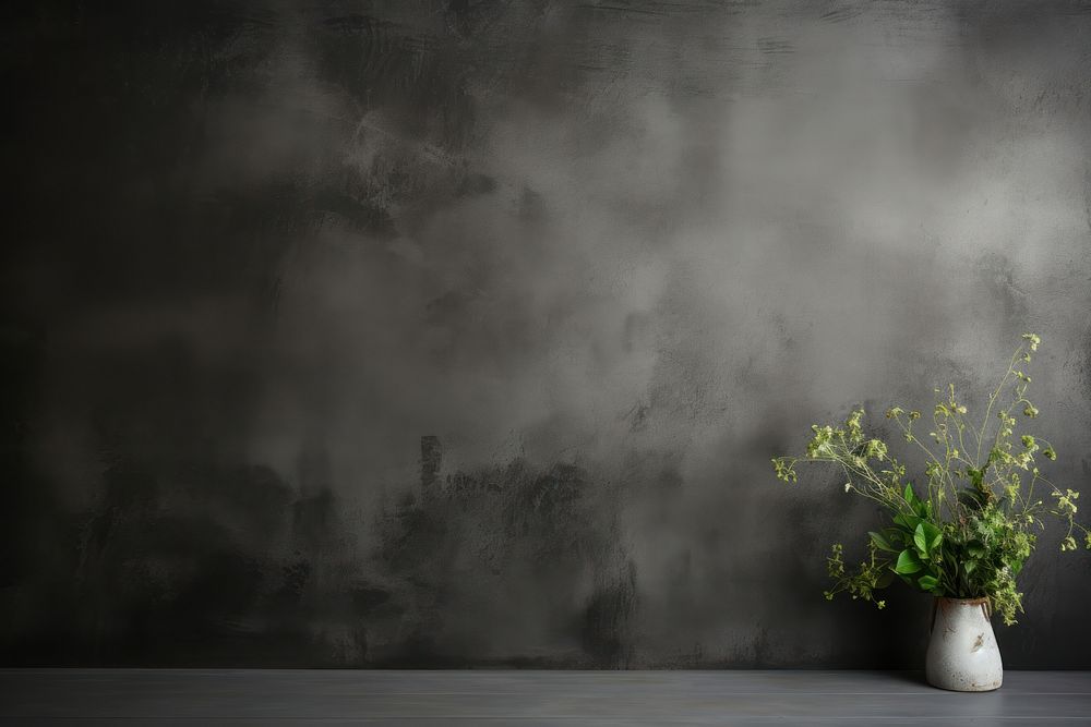 Roughly painted black wall texture architecture flower plant. AI generated Image by rawpixel.