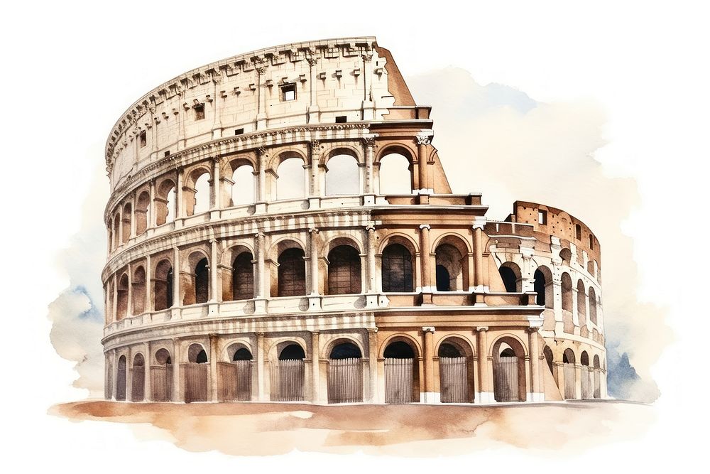 Coliseum architecture building landmark. AI generated Image by rawpixel.