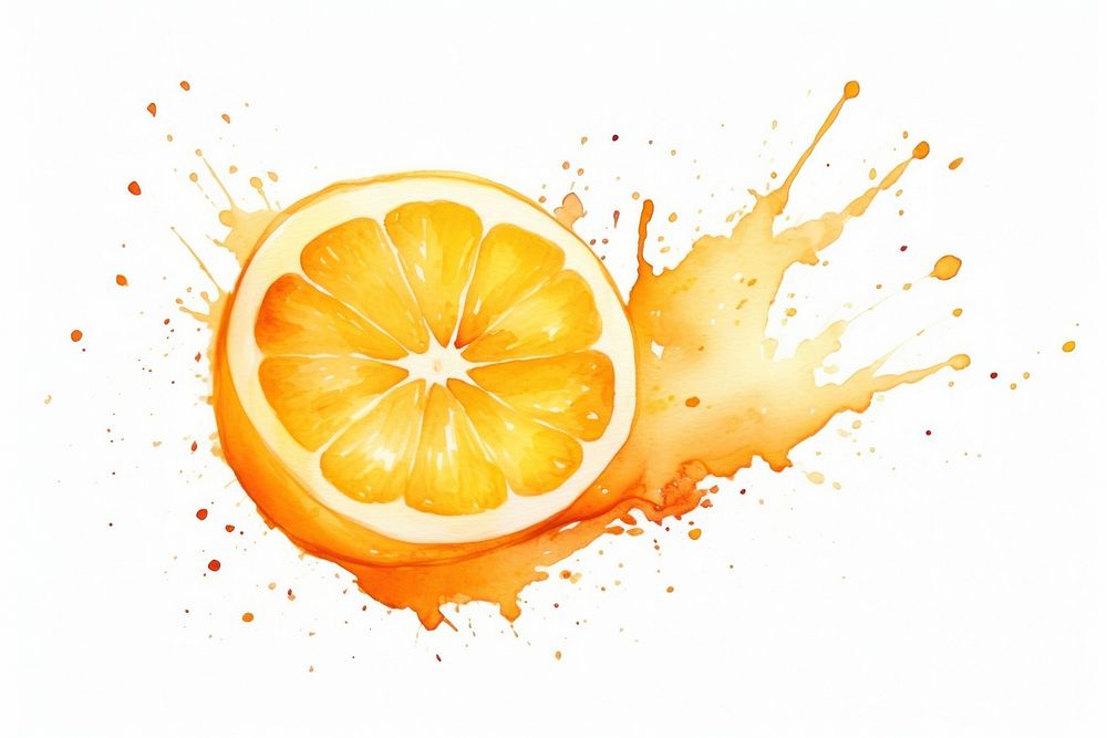 Orange waterclor splash grapefruit lemon plant. AI generated Image by rawpixel.
