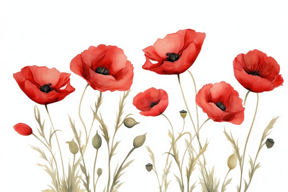 Red poppies flower poppy plant. AI generated Image by rawpixel.