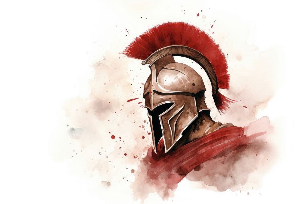 Spartan warrior helmet sketch illustrated protection. AI generated Image by rawpixel.
