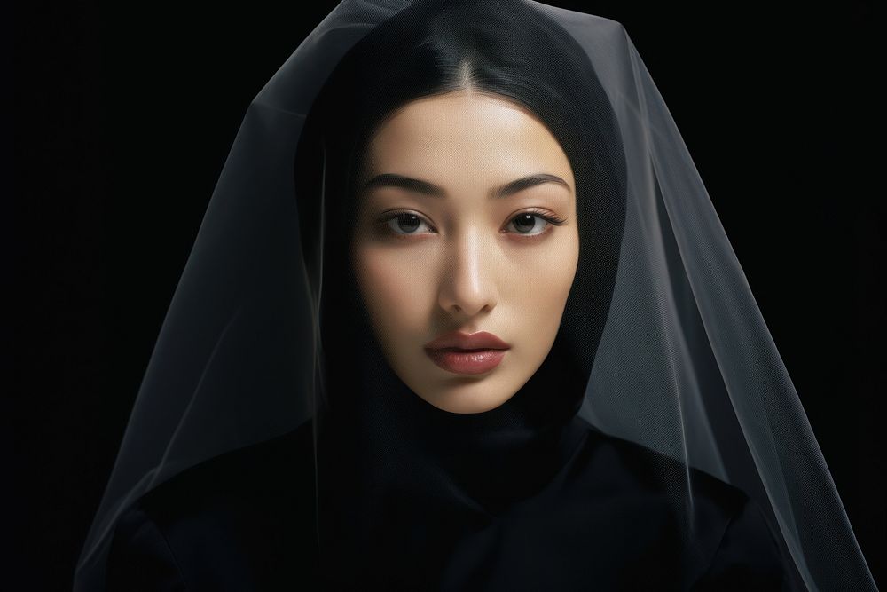 Asian woman veil portrait wedding. AI generated Image by rawpixel.