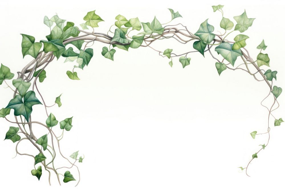 Minimal horizontal clean vine with shape edge in bottom border nature plant ivy.