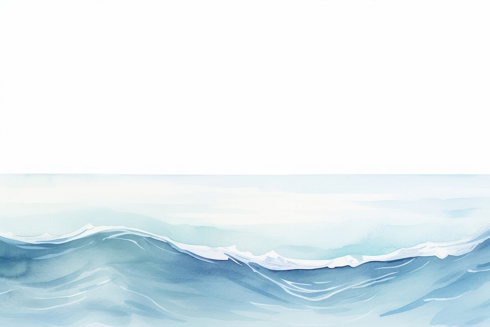 Minimal sea with waves in bottom border nature painting ocean.