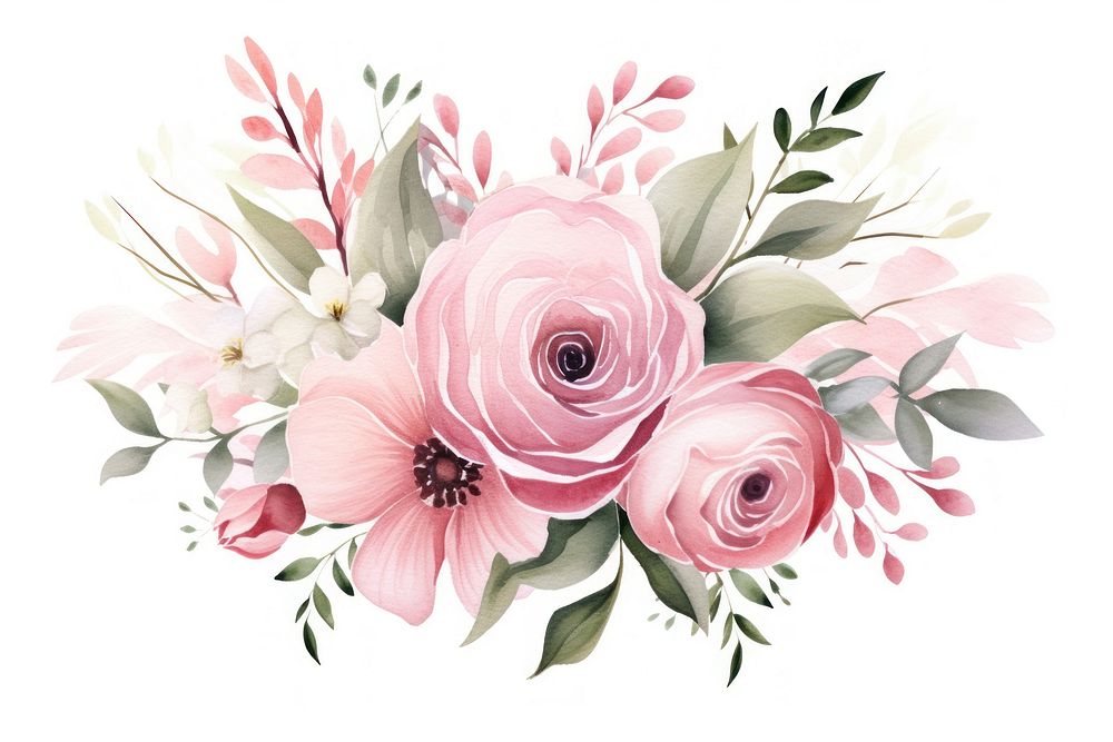 Minimal pink bouquet painting flower plant.