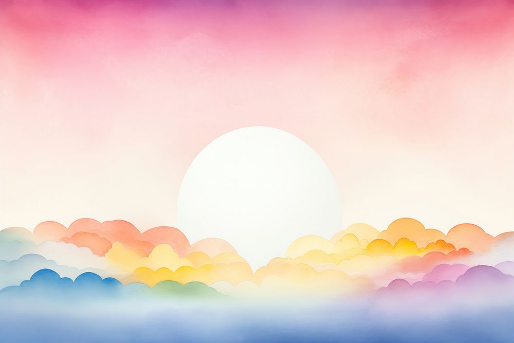 Minimal rainbows skyscape with shape edge in bottom border nature landscape sunlight.