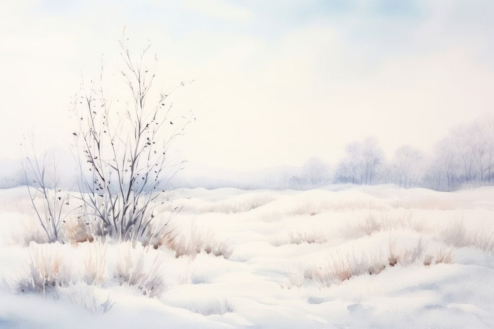 Minimal winter landscape with shape edge in bottom border nature blizzard outdoors.