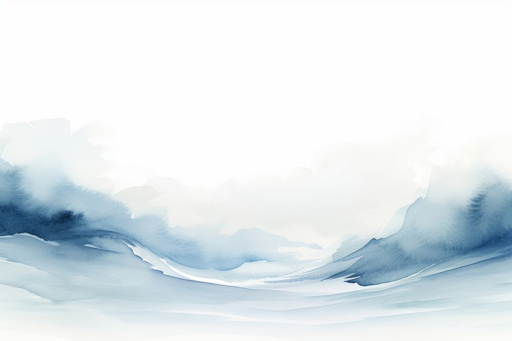 Minimal winter with waves in bottom border nature painting white.