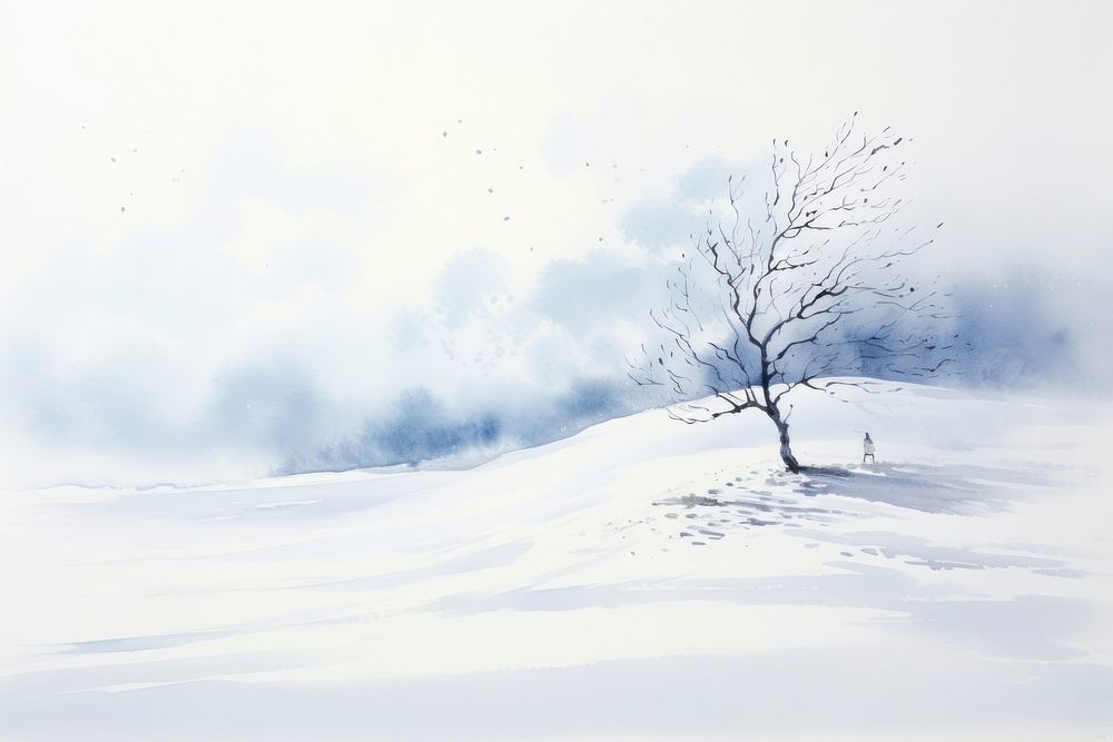 Minimal winter with waves in bottom border landscape nature outdoors.