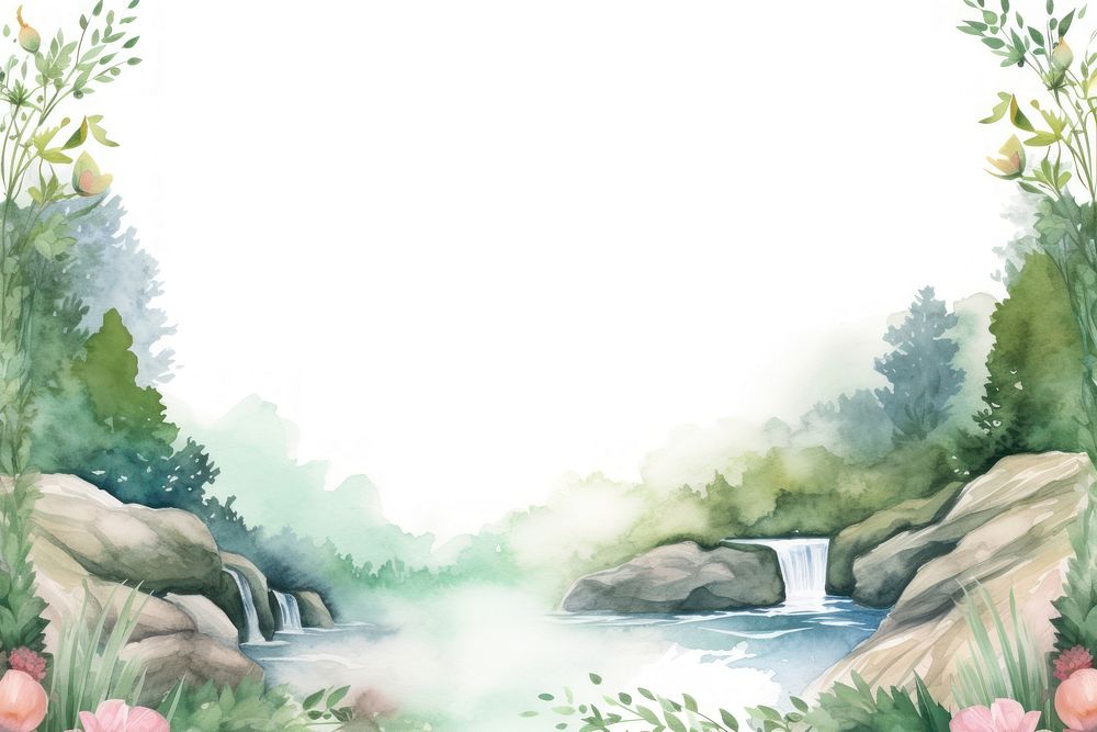 Waterfall water landscape outdoors painting.