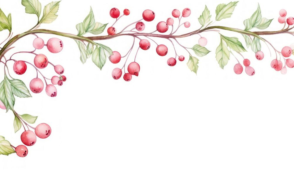 Cute berry branch vine plant pink lingonberry.