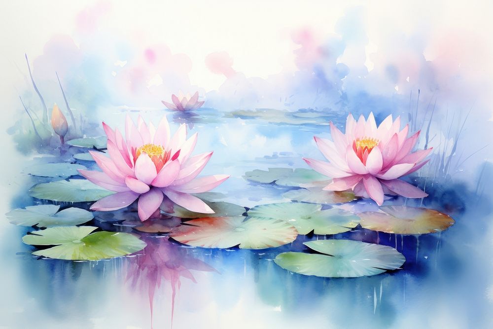 Water lily painting outdoors nature.