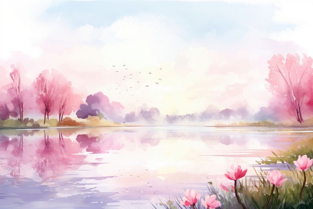 Lake painting landscape outdoors.