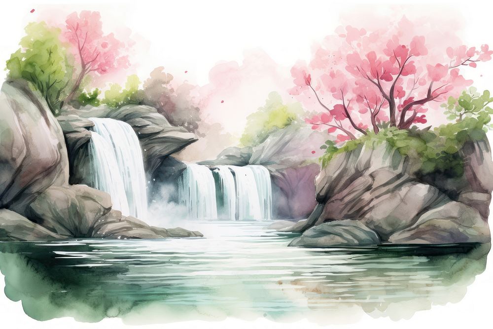Waterfall water painting outdoors nature.