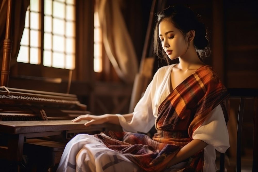 Thai woman pianist adult piano. AI generated Image by rawpixel.