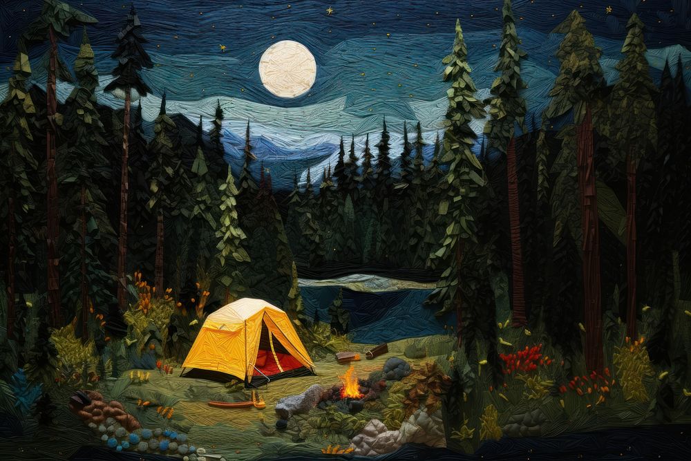 Camping in the forest at night camping outdoors nature.