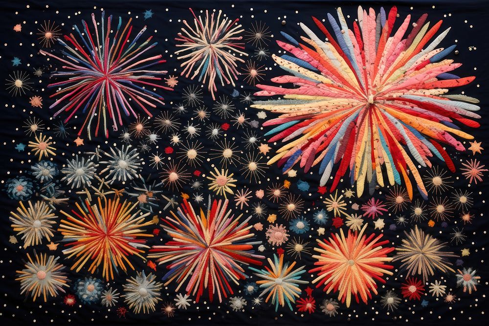 Fireworks on sky illuminated arrangement backgrounds.