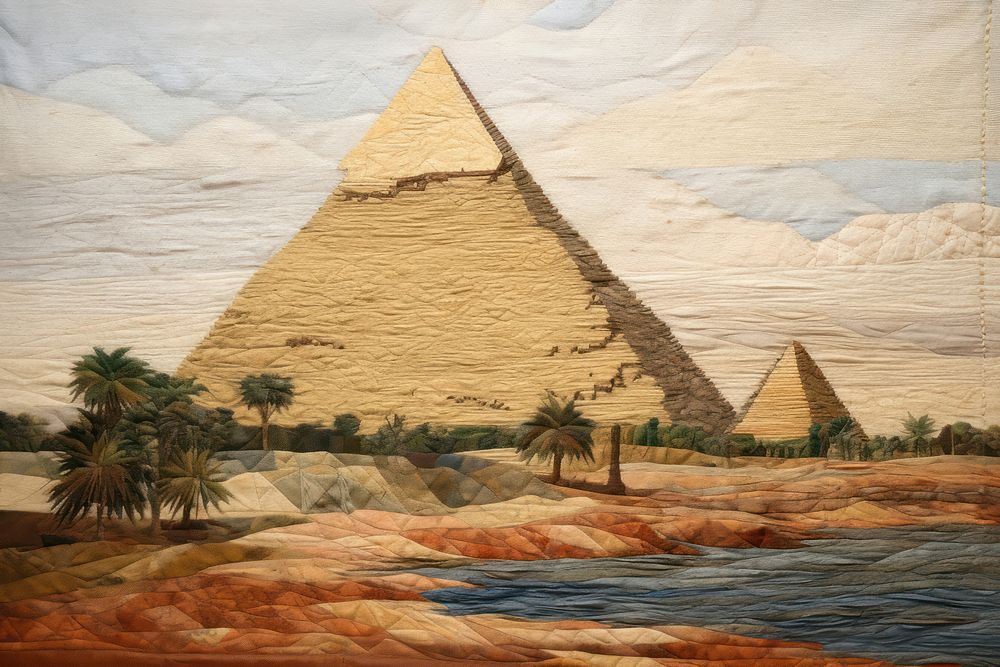 Pyramid in Egypt architecture painting craft.