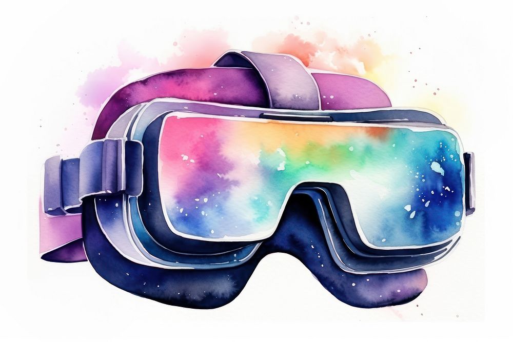 Vr glasses in Watercolor style accessories sunglasses technology.