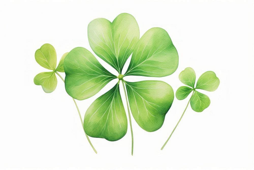 4 clover leaf plant green white background. AI generated Image by rawpixel.