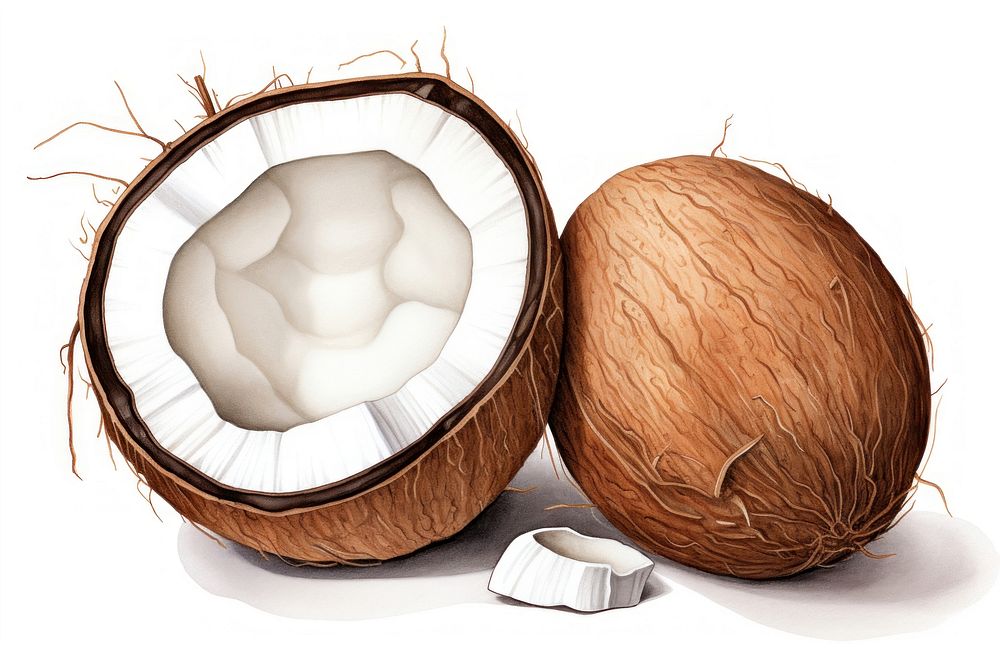 Coconut food white background eggshell. AI generated Image by rawpixel.