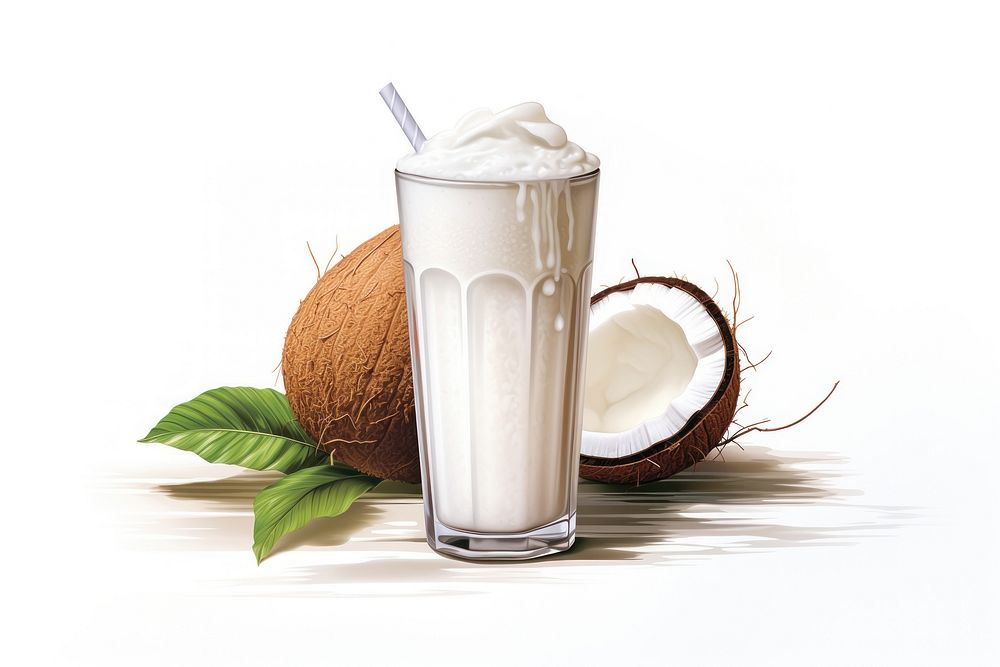 Coconut shake fruit drink plant. AI generated Image by rawpixel.