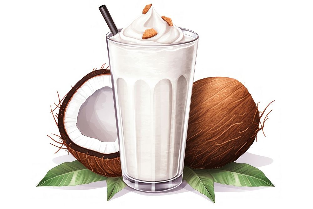 Coconut shake drink milk food. AI generated Image by rawpixel.