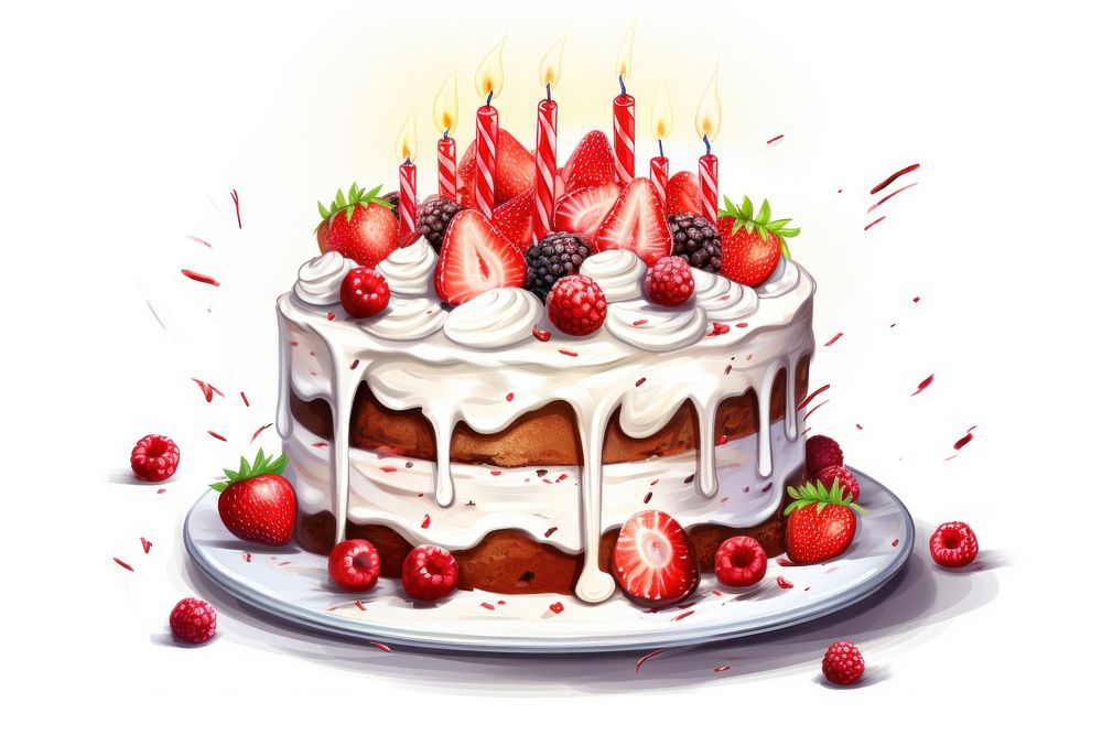 Celebration cake strawberry dessert cream. AI generated Image by rawpixel.