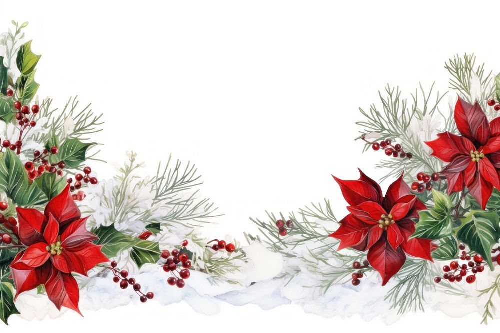 Christmas border flower plant white. AI generated Image by rawpixel.